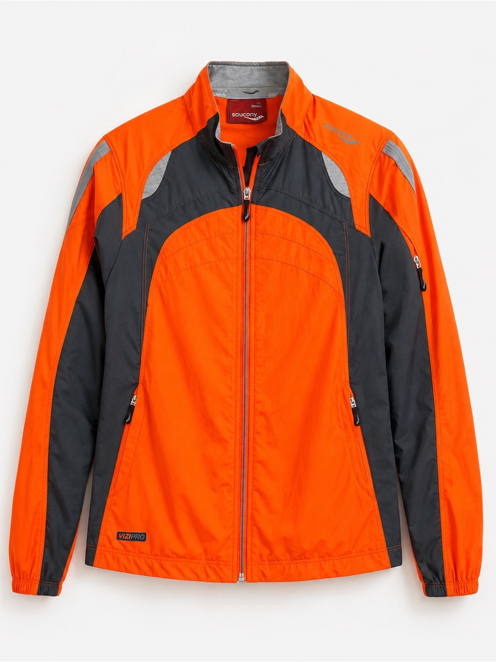 Saucony ViziPro Reflective Running Jacket Small Bright Orange